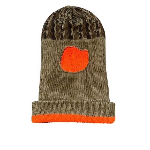 Vintage Ski Mask Robber Knit Balaclava Full Face Beanie 70s 80s Brown Orange - Picture 9 of 9